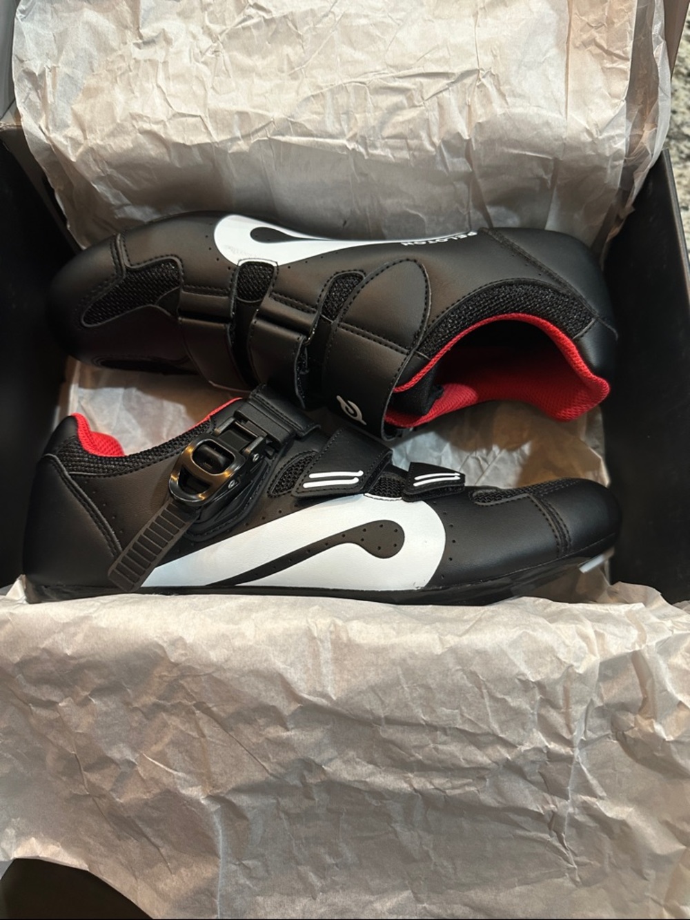 Peloton Black Cycling Shoe with Red Interior